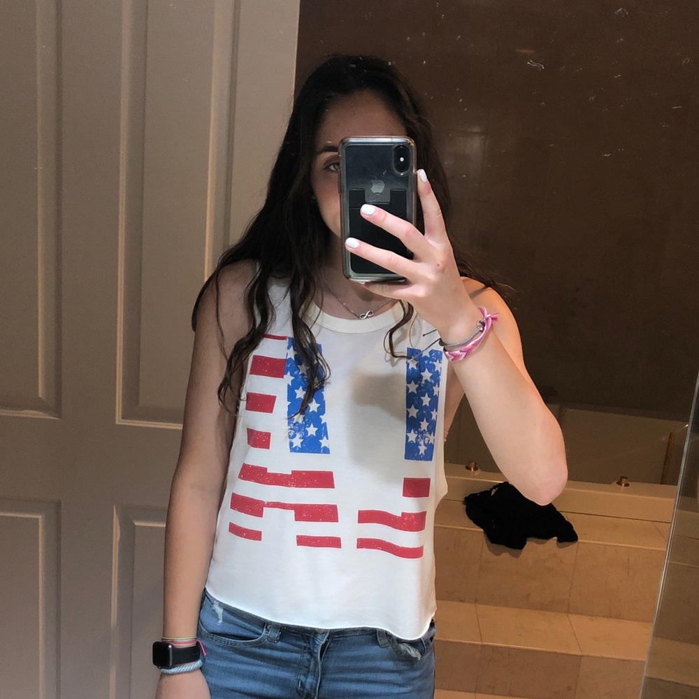 Red white and blue “LA” tank
